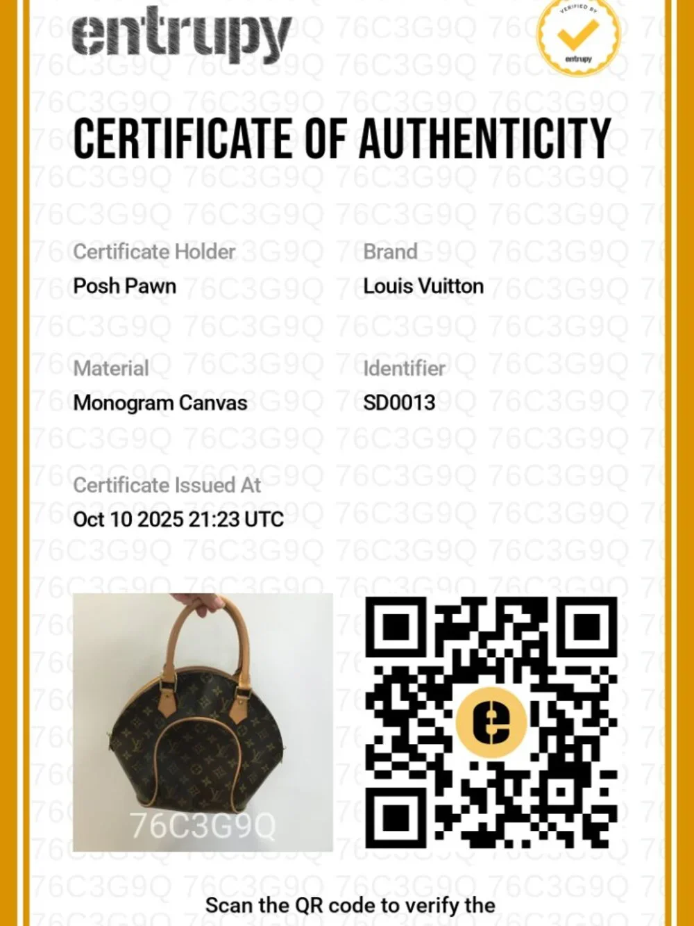Authentic Louis Vuitton Monogram Canvas Ellipse PM Handbag